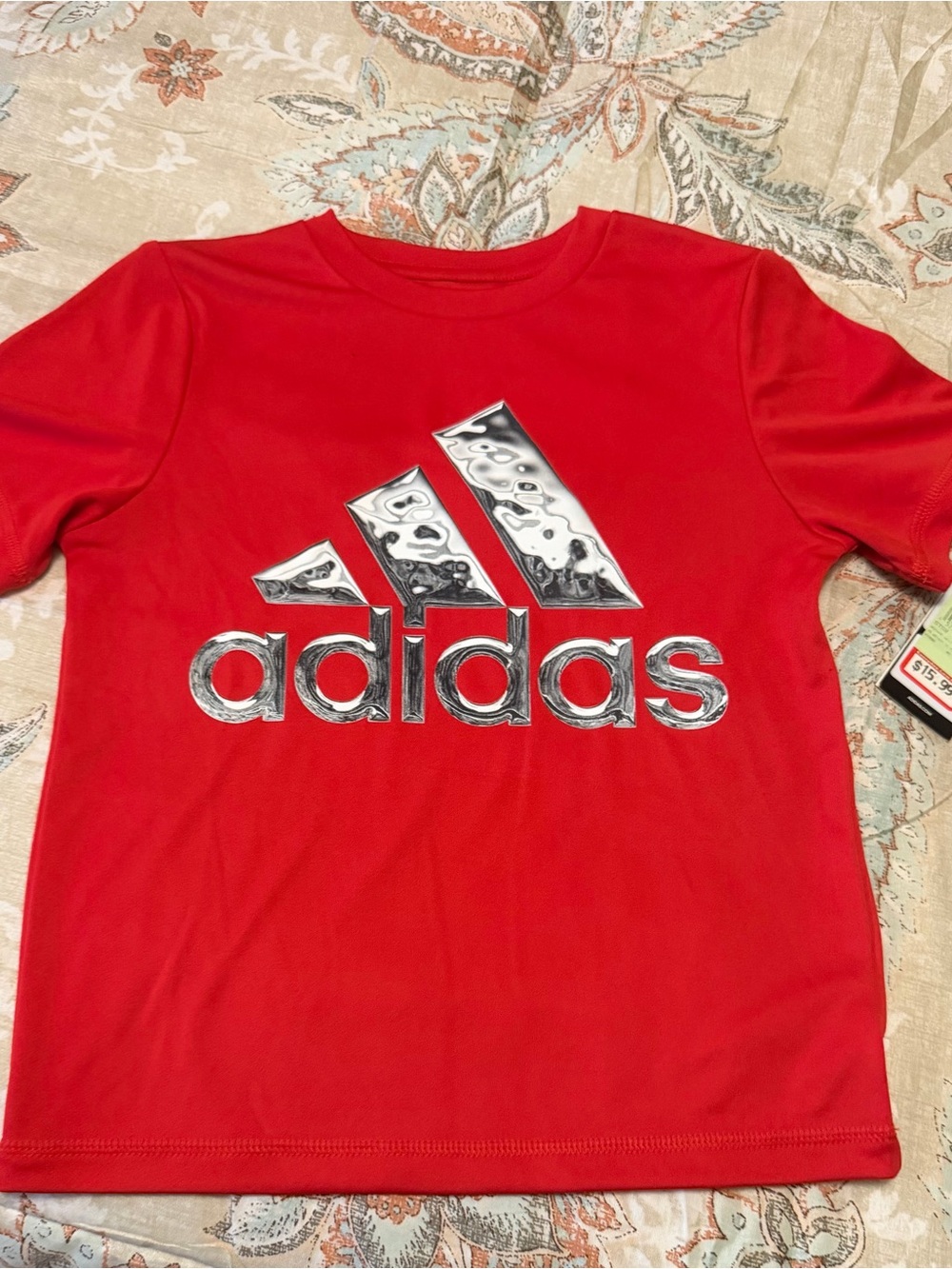 🦋adidas Kids' Red Logo Short-Sleeve Tee